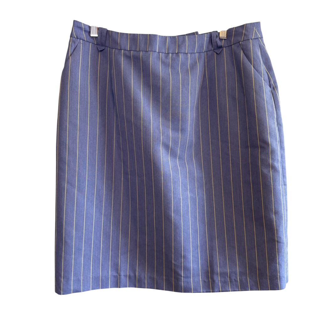 NWOT Metro Style Womens Pinstripe Wool‎ Work Career Office Pencil Skirt Blue 14